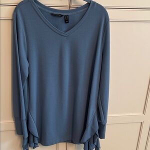 H by Halston Blue Long Sleeve Blouse